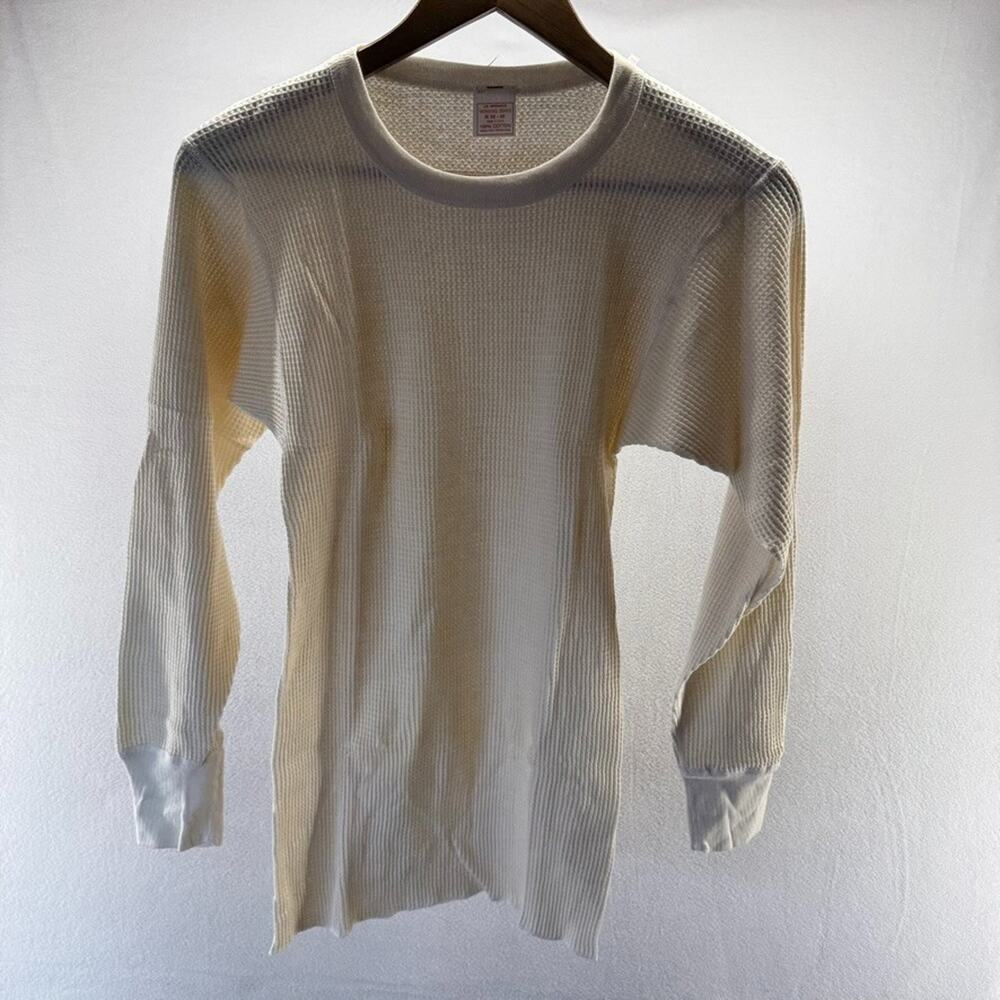 Vintage JE Morgan Thermal Shirt men's Medium White Cream Waffle USA Made NEW